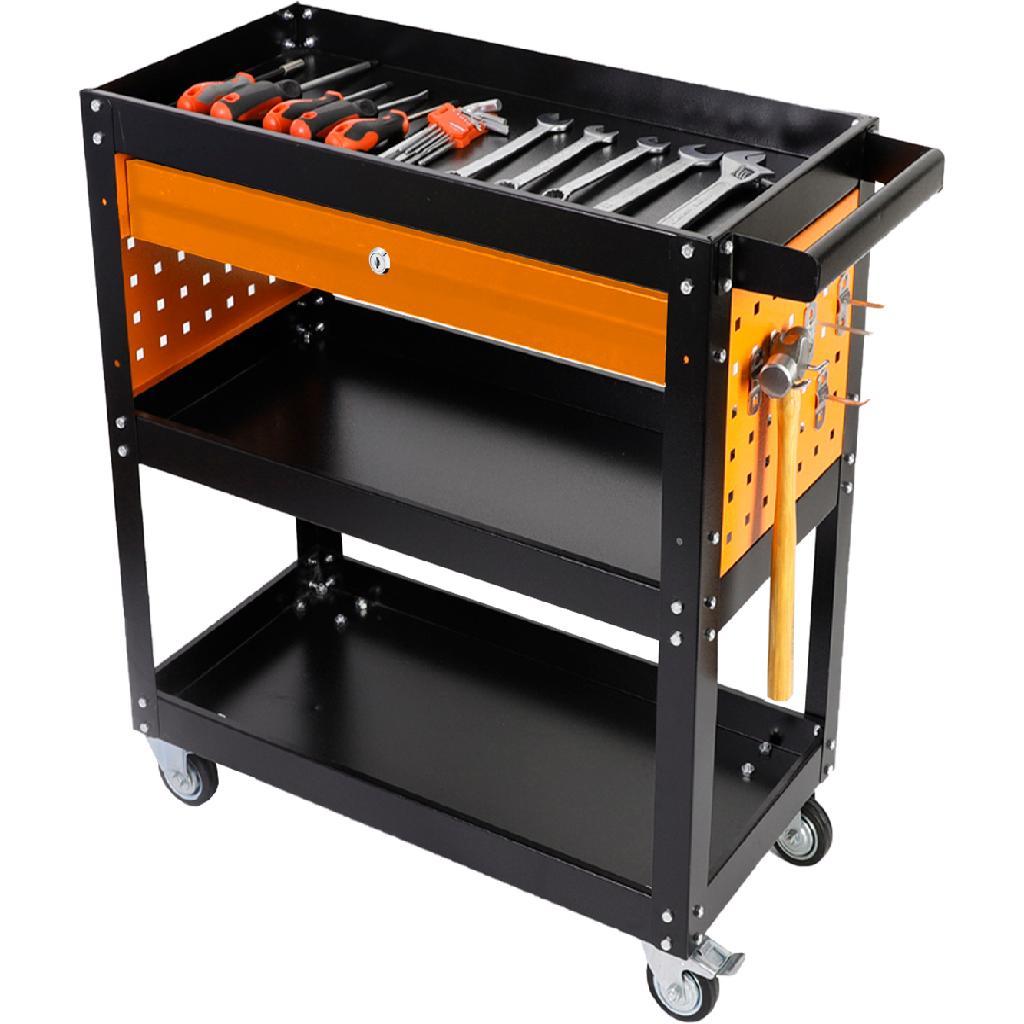 Carrinho De Ferramentas Para Oficina Mecânico Organizador Cor Preto/laranja The Black Tools