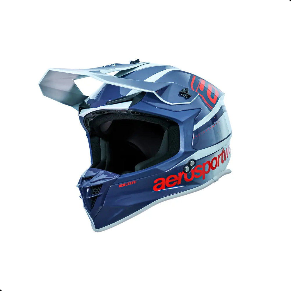 Capacete ASW R3 Essence Azul Cinza Motocross Enduro Trilha MX