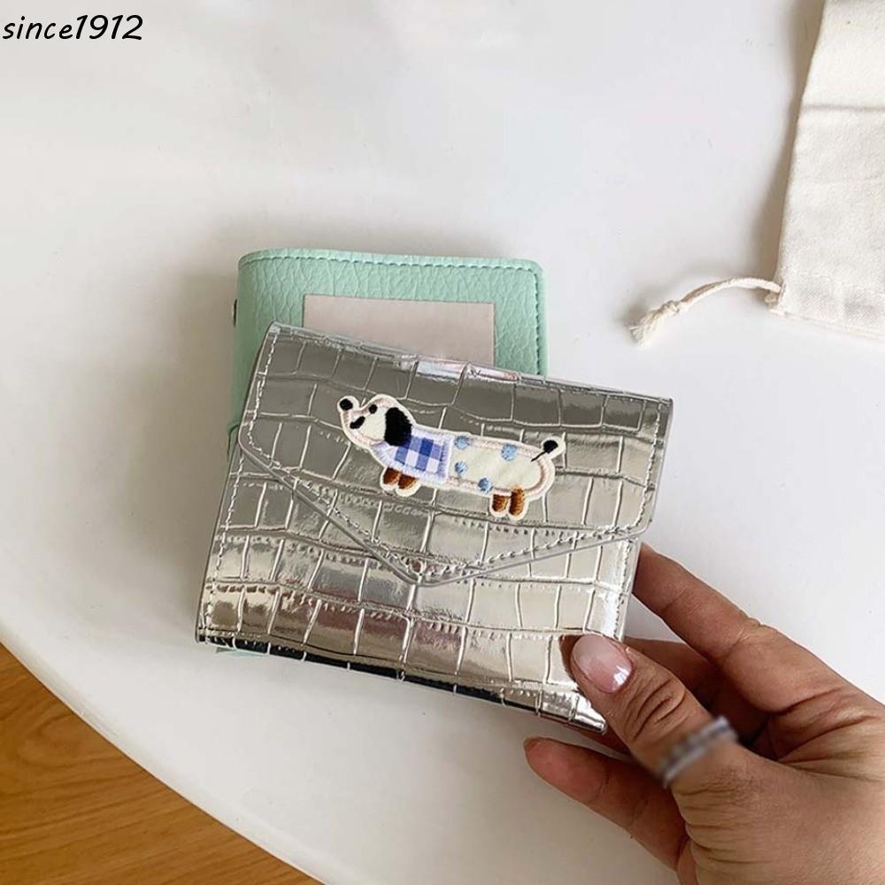 Carteira Com Padrão De Crocodilo SINCE , Bolsa De Couro Curta Bordada Em Cor Doce Para Cachorro Salsicha , Portátil