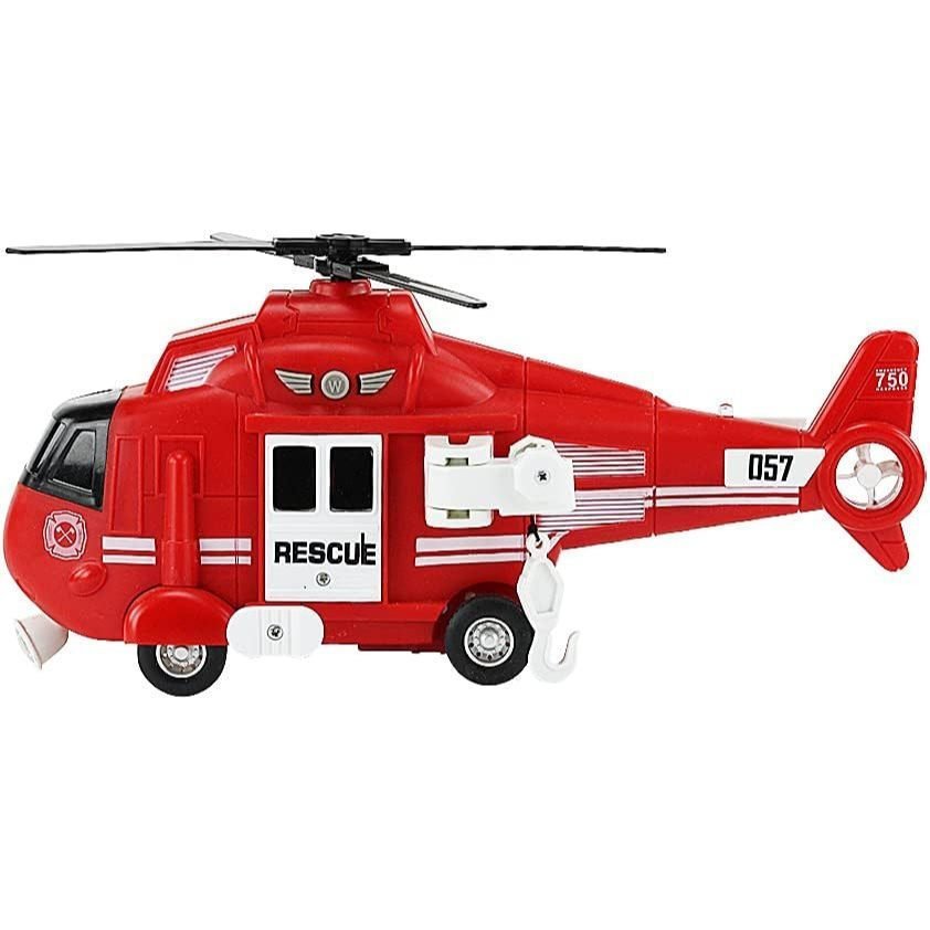 Brinquedo de Helicóptero de Resgate Realista Emite Sons e Luzes, Sirene de Bombeiro ou Polícia, Brinquedos BBR