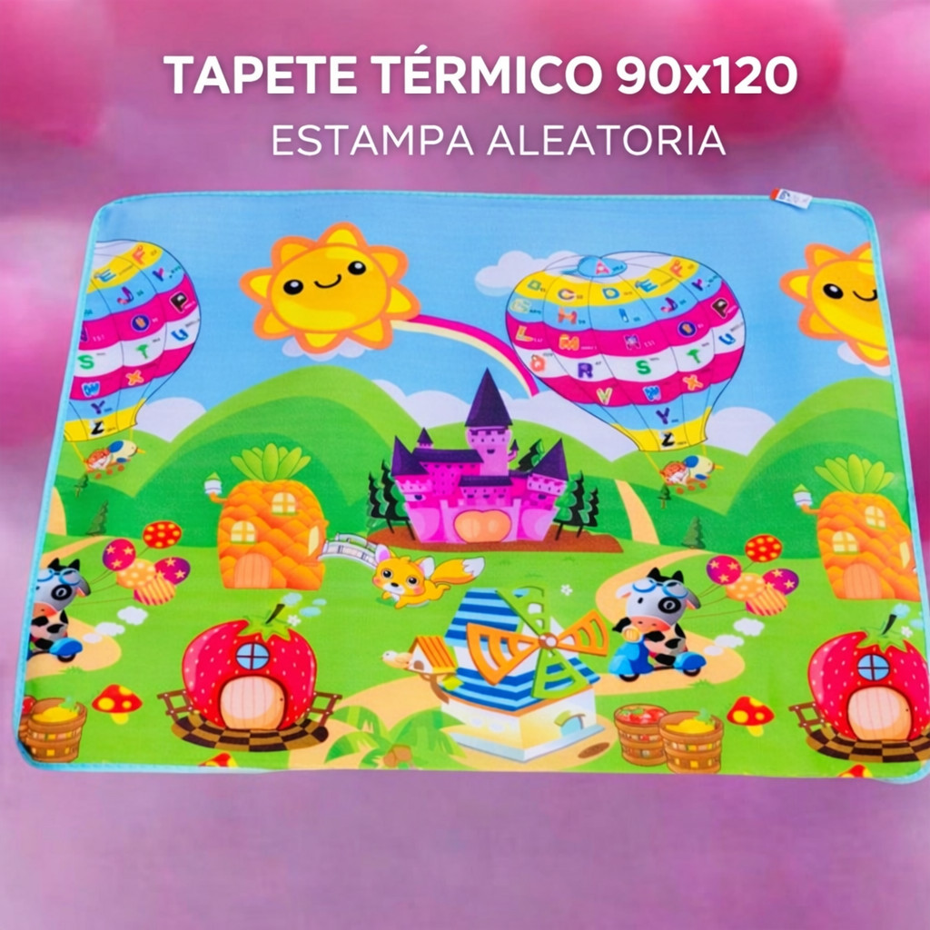 Tapete Térmico Infantil 90x120cm Estampas Educativas Atividades para Bebê Antiderrapante Lavável