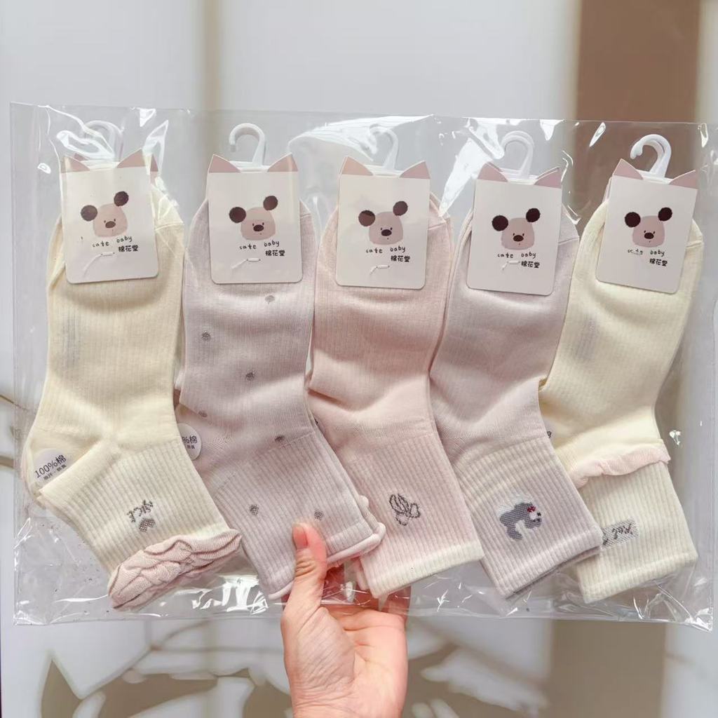 [oklife] [Compre 5 pares e ganhe 5 pares grátis] Primavera verão novo estilo meias femininas meias pilha respirável abso