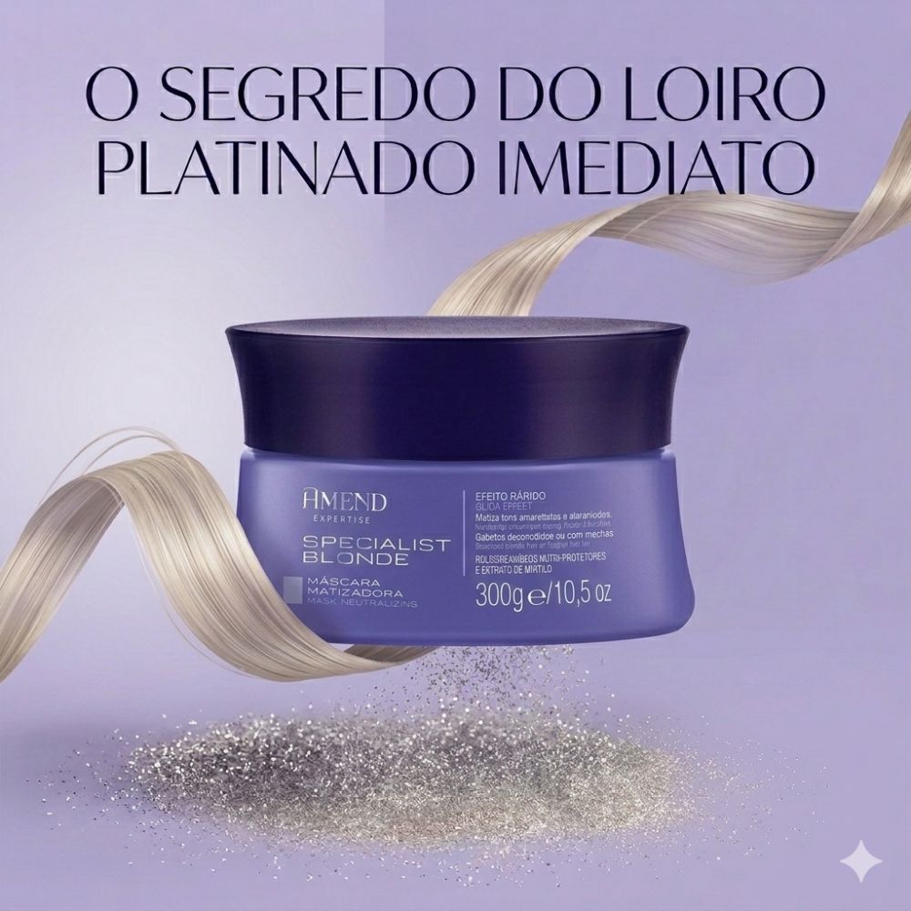 Máscara Matizadora Amend Cosmetics specialist Blond 300G Efeito Rápido
