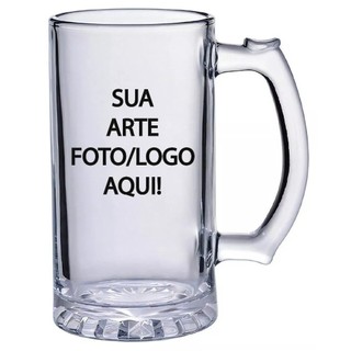 Caneca de Chopp em Vidro Personalizada com Sua Arte ou Logo