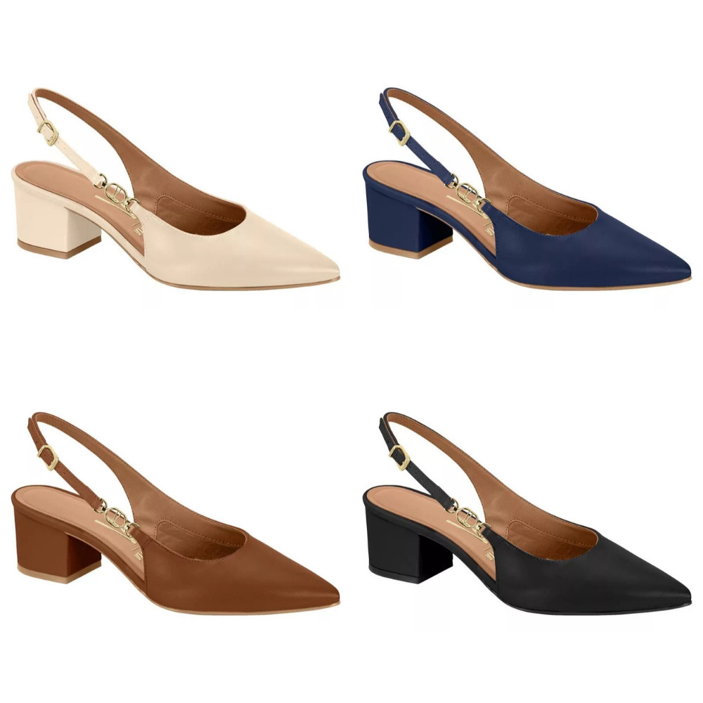 Scarpin Vizzano Feminino Salto Grosso Baixo Original
