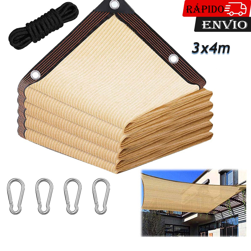 bege pano de sombra para jardim 3×4m cobertura de sombra para exterior pérgola plantas de pátio de pendurar capa de rede