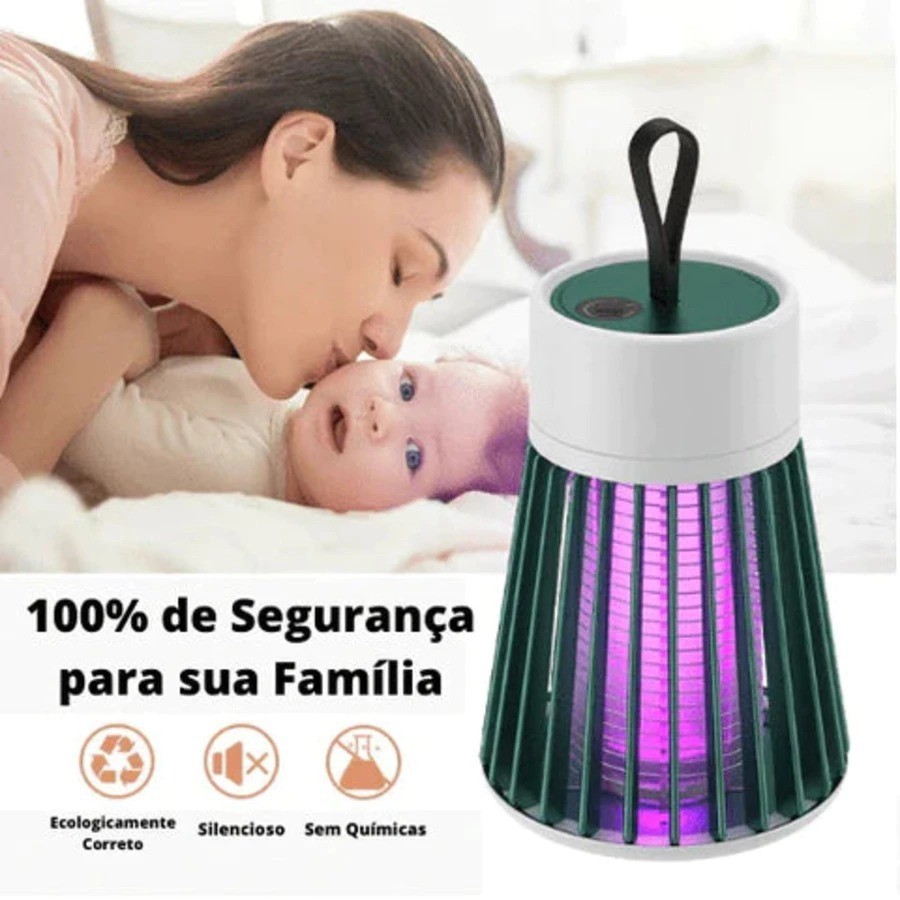 Luminária Recarregável Mosquiteiro Sem Radiação Armadilha De Insetos Repelente Eletrônico UV Envio Imediato