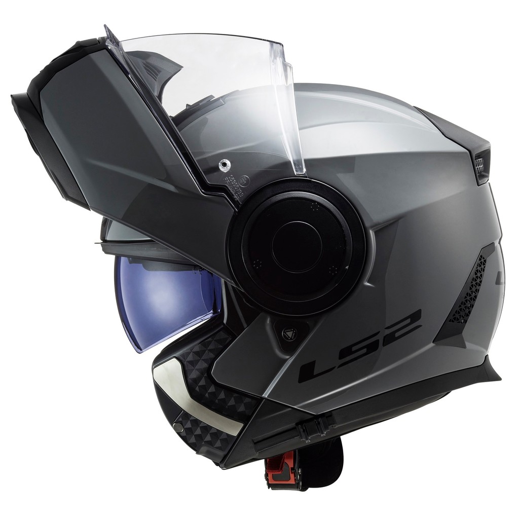 Capacete Ls2 Scope Ff902 Cinza Brilho Escamoteavel Robocop