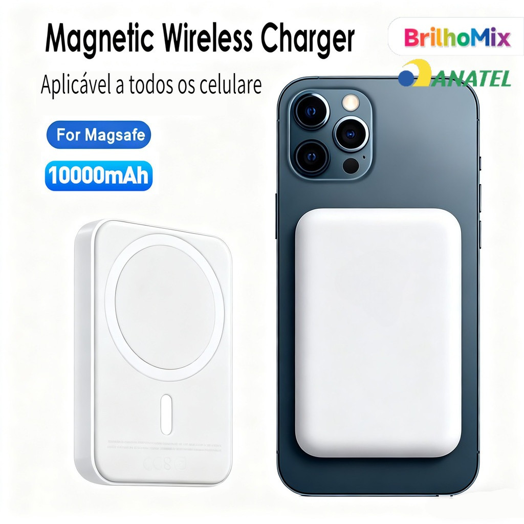 Carregador de indução portátil IPhoneMagsafApple Bateria sem fio que carrega 3.000mah/5000mah/1.000mah