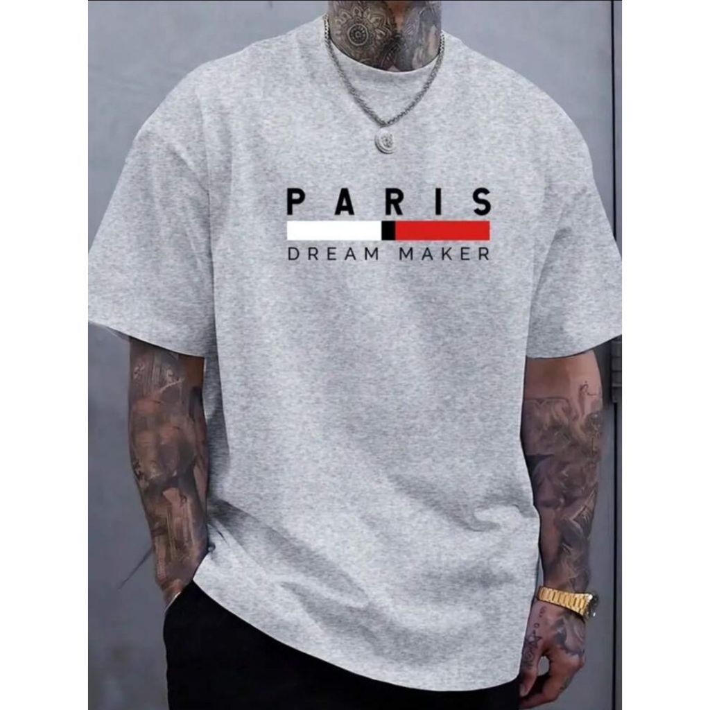 Camiseta Masculina Estampada Paris StreetWear Camisa Básica Malha 30.1 Academia Tendencia