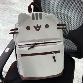 Bolsa escolar de gato gordo de ombro duplo Grande capacidade com vários compartimentos Bolsa de lona de urso de desenho 