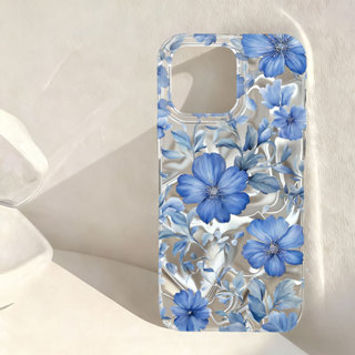 Capa Capinha De Flor Azul Para iPhone 13 11 12 14 15 16 Plus Pro Max Gradiente Aurora Anti-Queda em Oferta na Shopee
