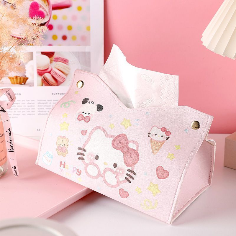 Caixa de Lenços HelloKitty Nova Caixa de Lenços de Alto Valor Suporte de Lenços para Carro Caixa de Armazenamento Femini