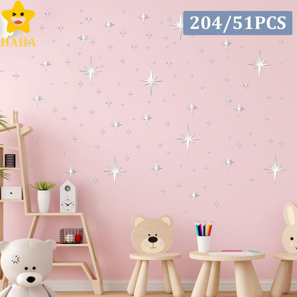 204 Pçs Espelho Adesivos Estrela Decalques De Parede Decoração Removível Auto Adesivo Para Teto Casa Shopbc6161