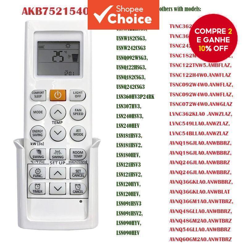 Controle Remoto de Ar Condicionado Novo com Modo Jato para LG AKB75215401 Libero E+ AKB74955617 AKB74075602