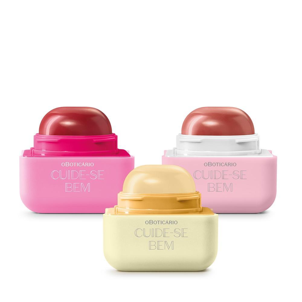 Combo Cuide-se Bem:Balm Labial Vinho 6,2g + Balm Labial Incolor 6,2g + Balm Labial Rosa 6,2g