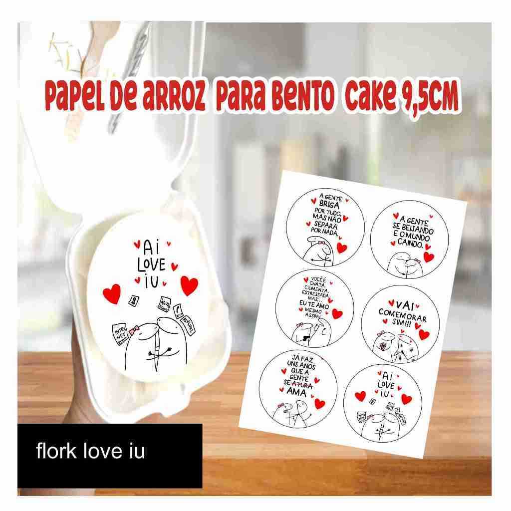 12 Papel De Arroz Dia Dos Namorados Flork BENTO  CAKE BOLO CONFEITARIA COMESTIVEL  De 9,5cm