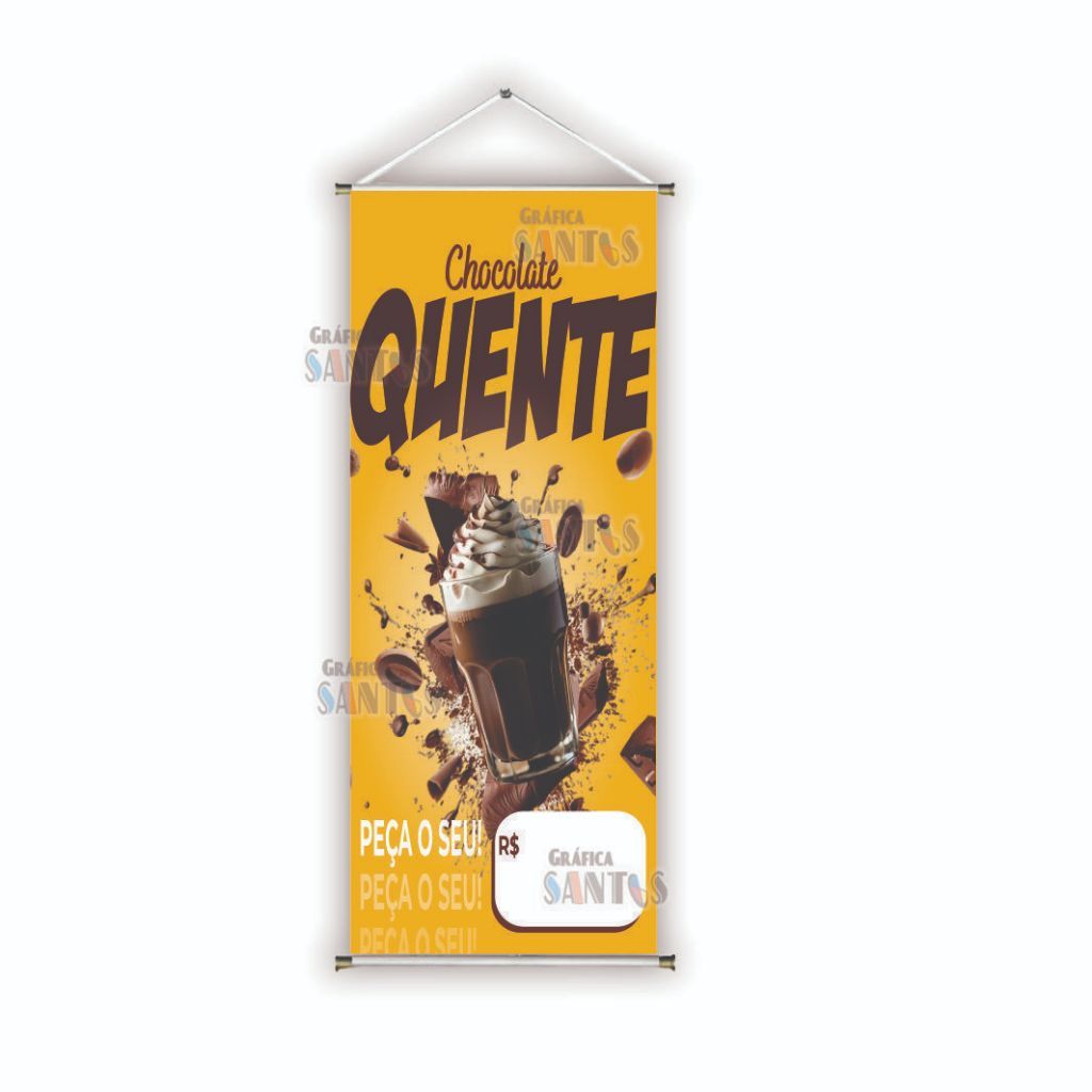 Faixa de banner pronto, tema: (CHOCOLATE QUENTE)  FAA 547  (obs. NÃO HÁ POSSIBILIDADE DE ALTERAÇAO NA ARTE)