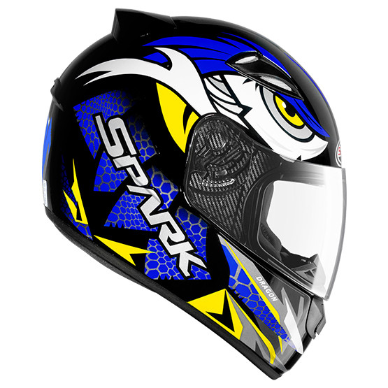 Capacete Moto Ebf New Spark Dragon Fechado Preto Brilhante Azul Verde Com Narigueira