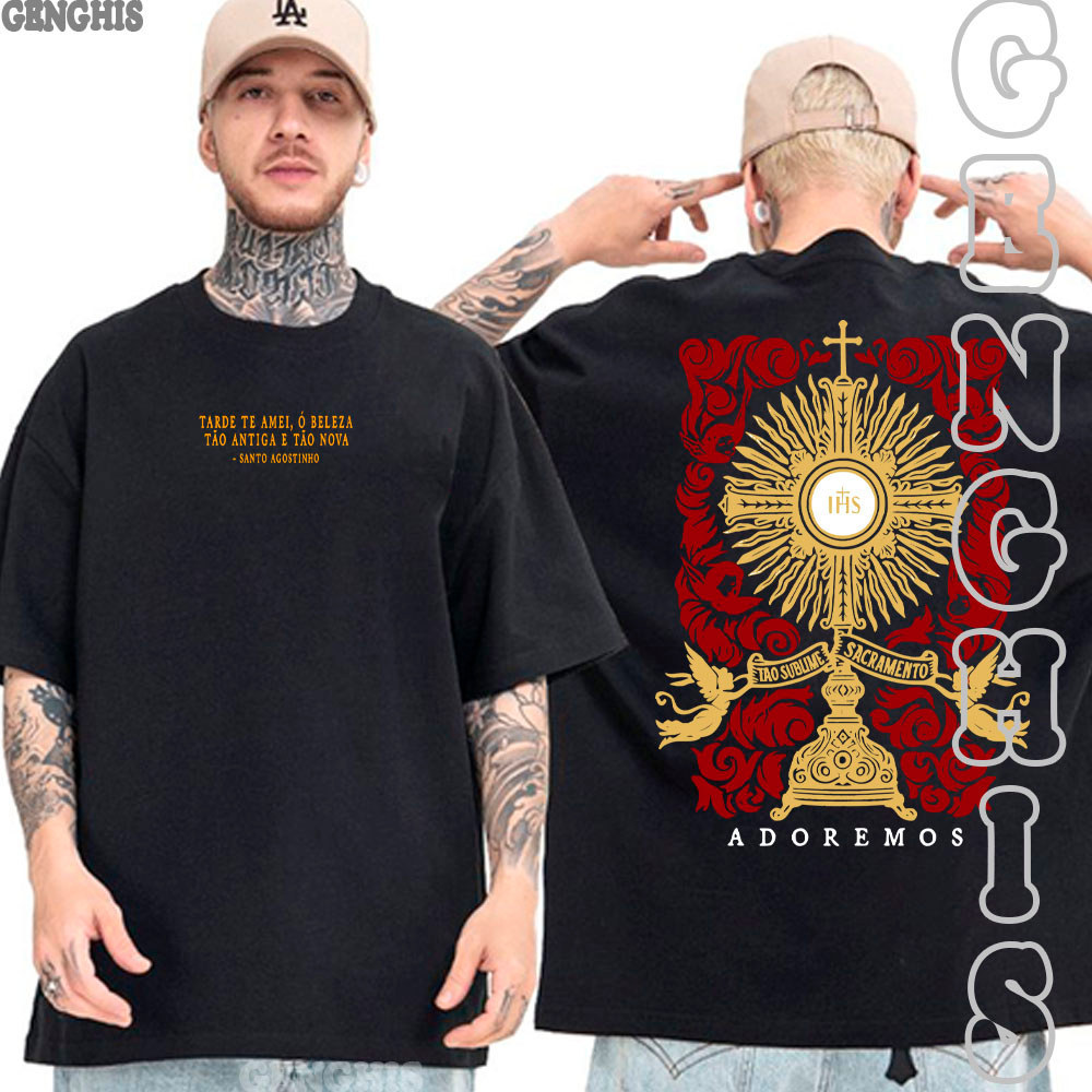 Camiseta Frase Santo Agostinho Catolico Agostinho de Hipona Cristianismo Jesus Camisa Unissex Algodão Basica e Oversized
