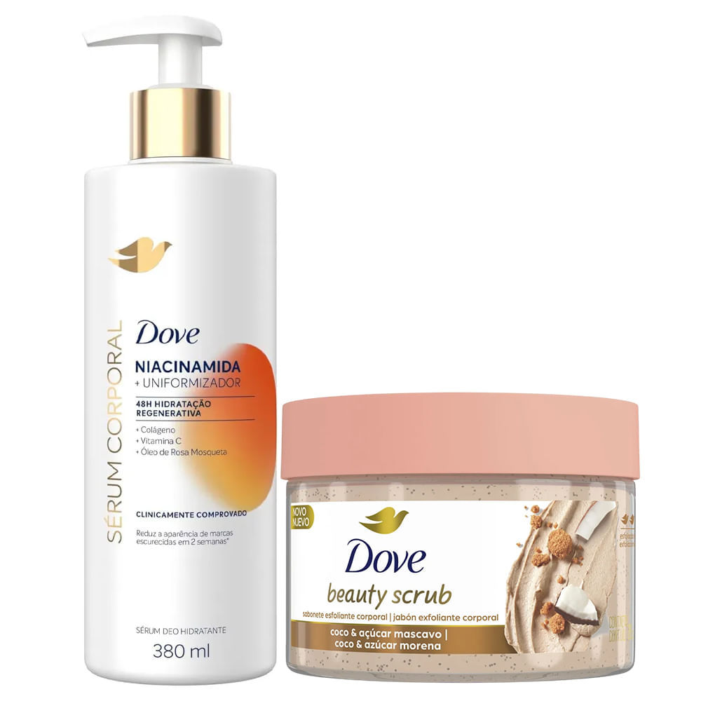 Kit Dove Sabonete Esfoliante Beauty Scrub Coco + Sérum Corporal Niacinamida 380ml