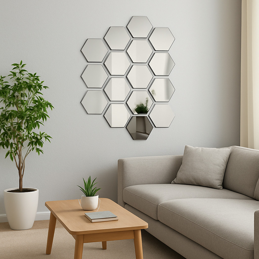 10/20 Peças Acrílico espelhado Adesivo Decorativo Hexágono（12,6x11cm）- Decorativos para parede bonitos！ em Oferta na Shopee