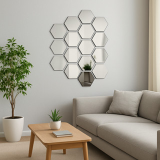 10/20 Peças Acrílico espelhado Adesivo Decorativo Hexágono（12,6x11cm）- Decorativos para parede bonitos！ em Oferta na Shopee