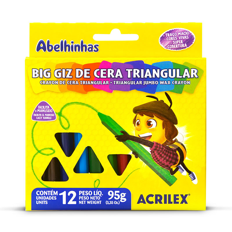 Gizão de cera Big Triangular 12 cores 09312 Acrilex