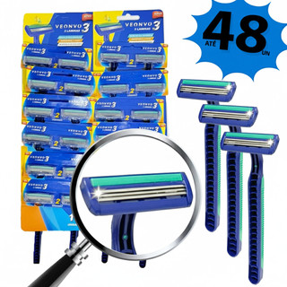 Barbeador Descartável com 3 Lâminas  – Cartela Econômica com 6, 12 ou 24 Unidades