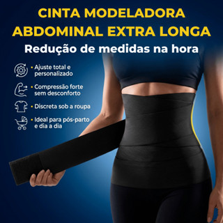 🔥Cinta Faixa Redutor De Medidas Modeladora Ajustavel E Pós Parto 5M e 3M Compressão Elástico Emagrecer Corporal Preta🔥 em Oferta na Shopee