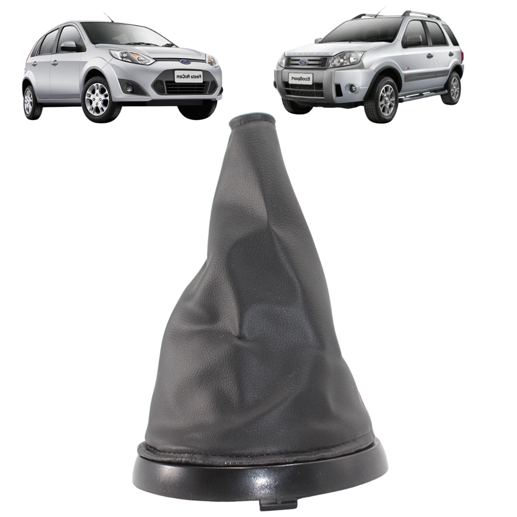 Coifa de Câmbio Ecosport Fiesta Hatch Sedan 03 a 11 Preta Couro Ecológico