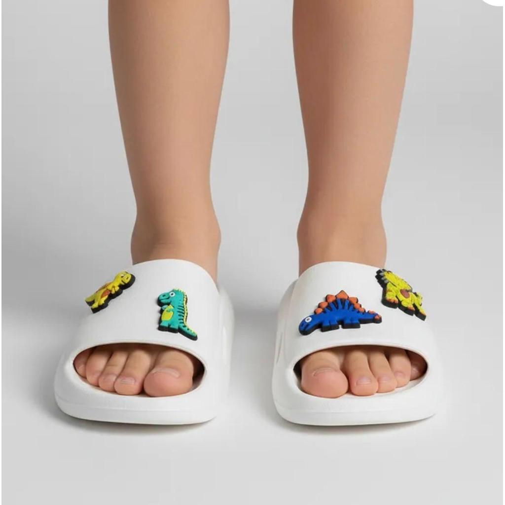 Chinelo Infantil Dinossauro Preto Branco Lançamento Confortável