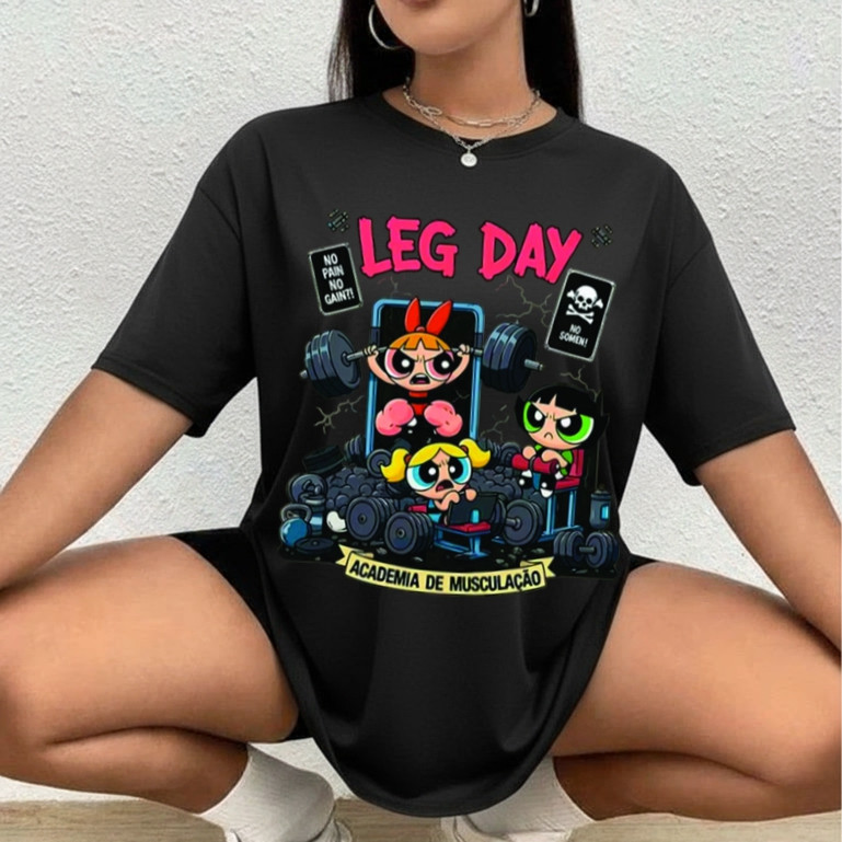 Camiseta Feminina 100% Algodão Treino Academia Musculação Fitness Básica Meninas Super Poderosas