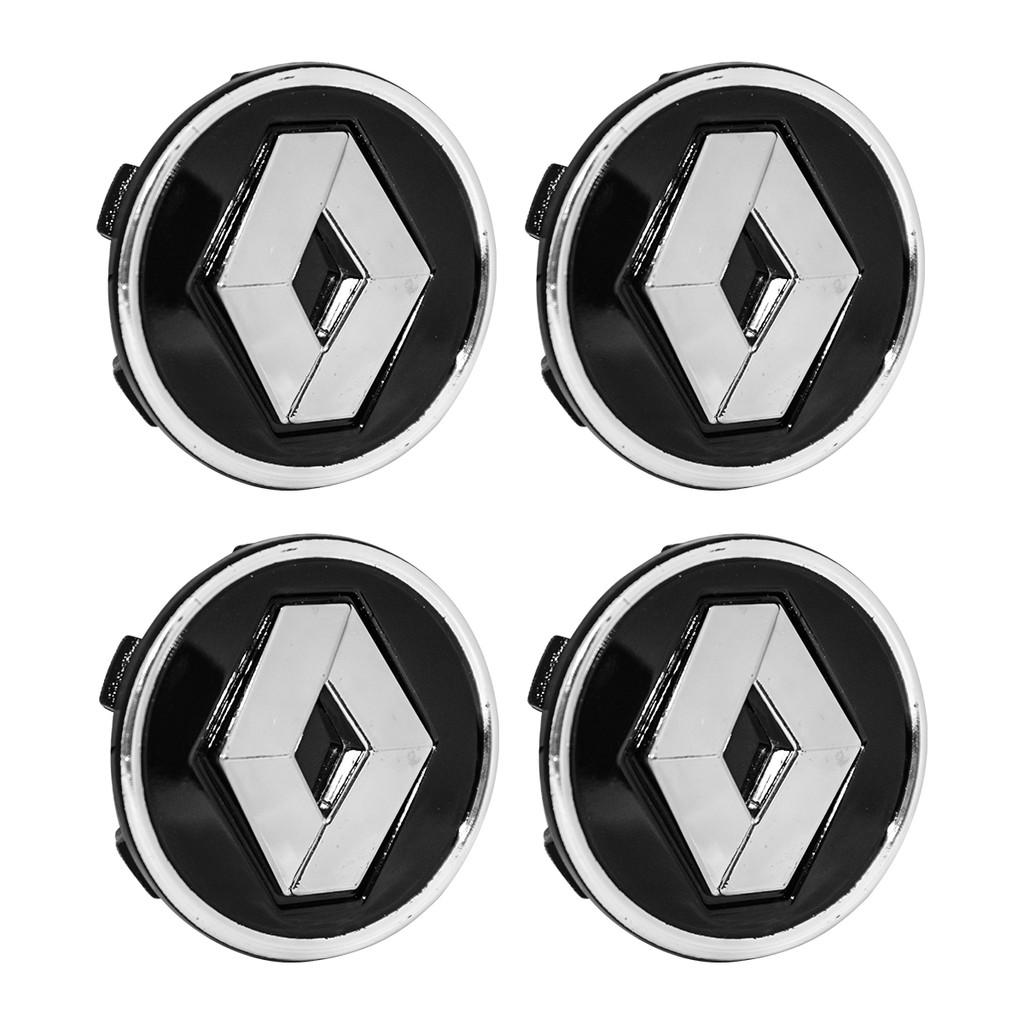 Jogo Calota Meio Roda Logo Novo Sandero Logan Clio 56mm Preta