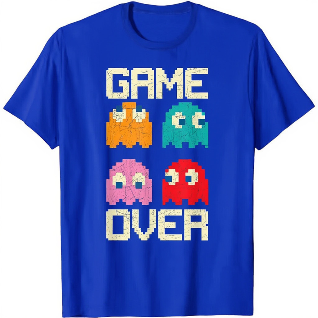 Camiseta Game Over Pac Man Camisa Algodão Premium Vintage video Game Blusa P ao G3 Plus Size