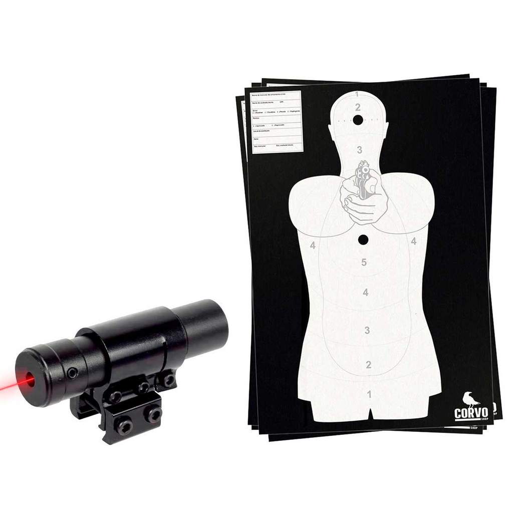 Kit 10 Alvos Silhueta Treino Humanoide Acompanha Mira Laser L2