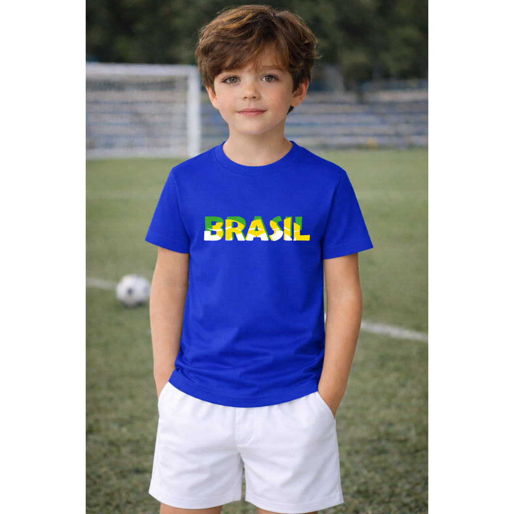 Camisa Infantil Brasil Torcedor Criança Copa Do Mundo 2026 Unissex 100% Algodão em Oferta na Shopee