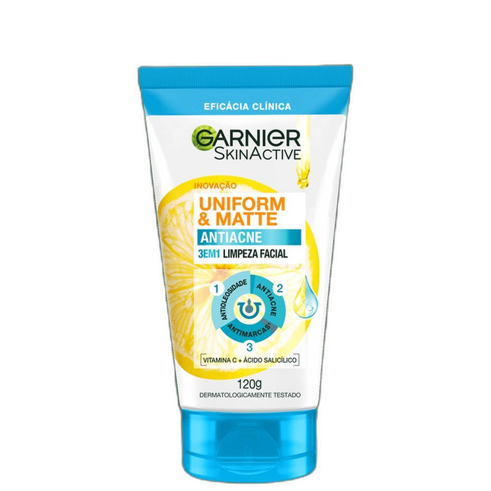 Garnier SkinActive Uniform & Matte Antiacne e Antioleosidade com Efeito Matte 3 em 1 - Sabonete de Limpeza Facial 120g em Oferta na Shopee