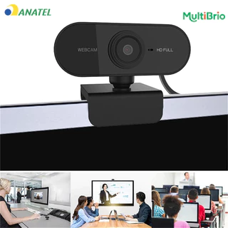 Webcam com Microfone Full HD 1080p Giratória 360° Ajuste de Ângulo Livre para PC Notebook e Home Off