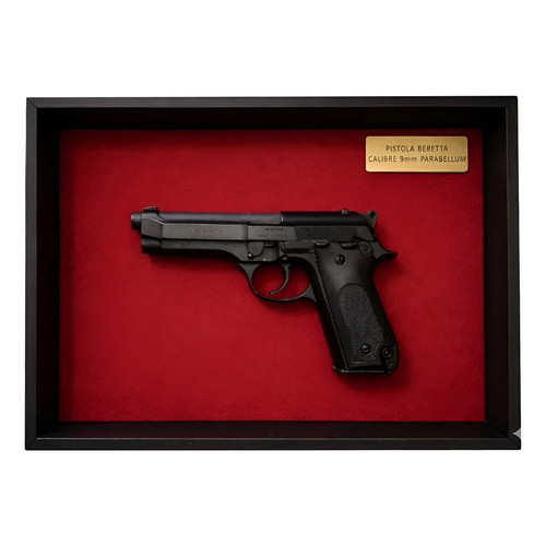 Quadro Decorativo Alto Relevo Pistola Beretta Cal.9mm - Decoração Moderna 3D - Feito em Resina