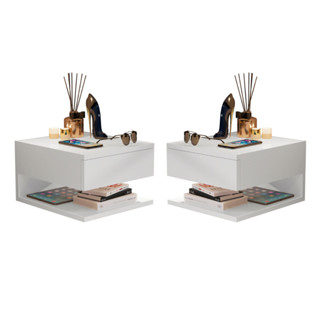 Kit 2 Mesas De Cabeceira Suspensa Quarto Casal Gaveta Corrediças Metálica em Oferta na Shopee