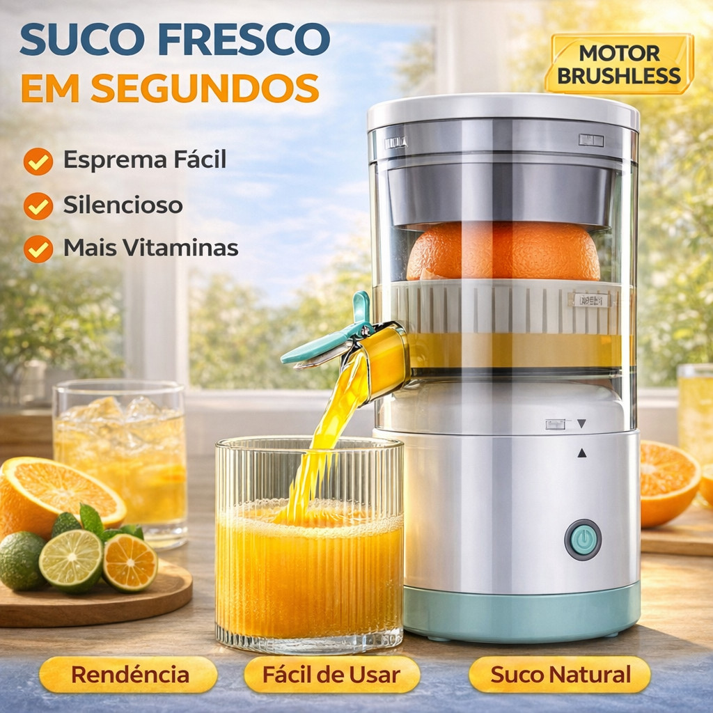 Imagem Espremedor Elétrico de Frutas Automático | Laranja, Limão e Outras Frutas | Suco Natural Rápido | Design Premium