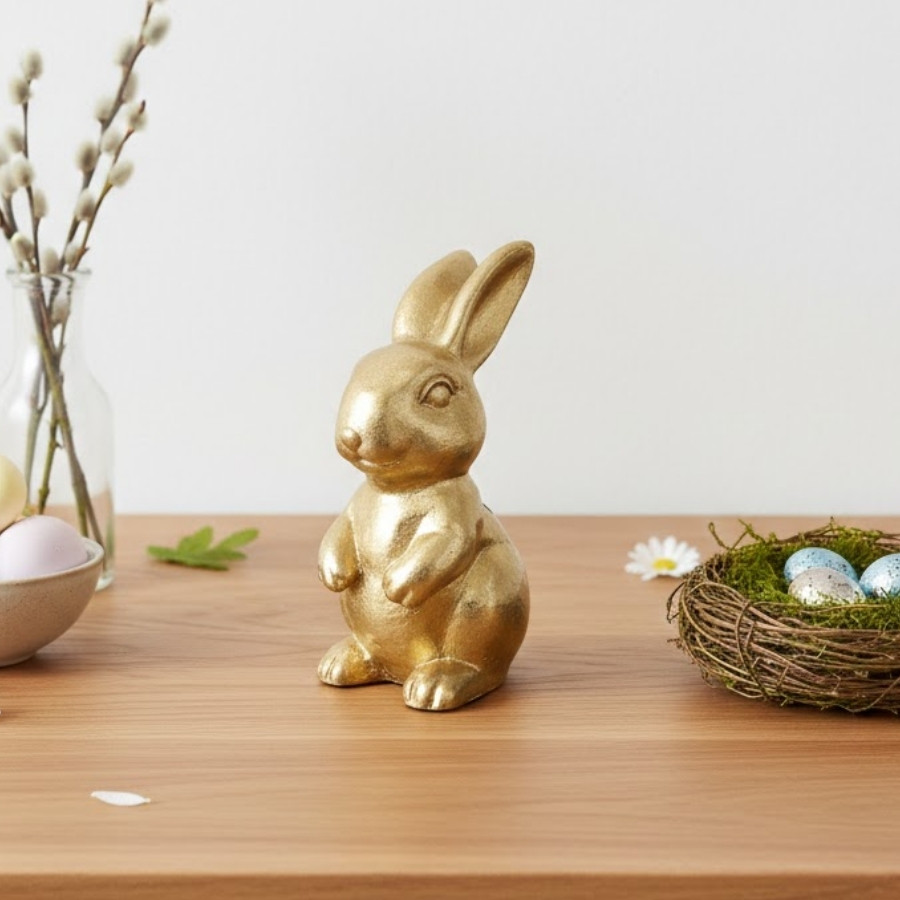 Coelho de Resina Decorativo - Ouro - 10cm - 1 unidade - Rizzo em Oferta na Shopee