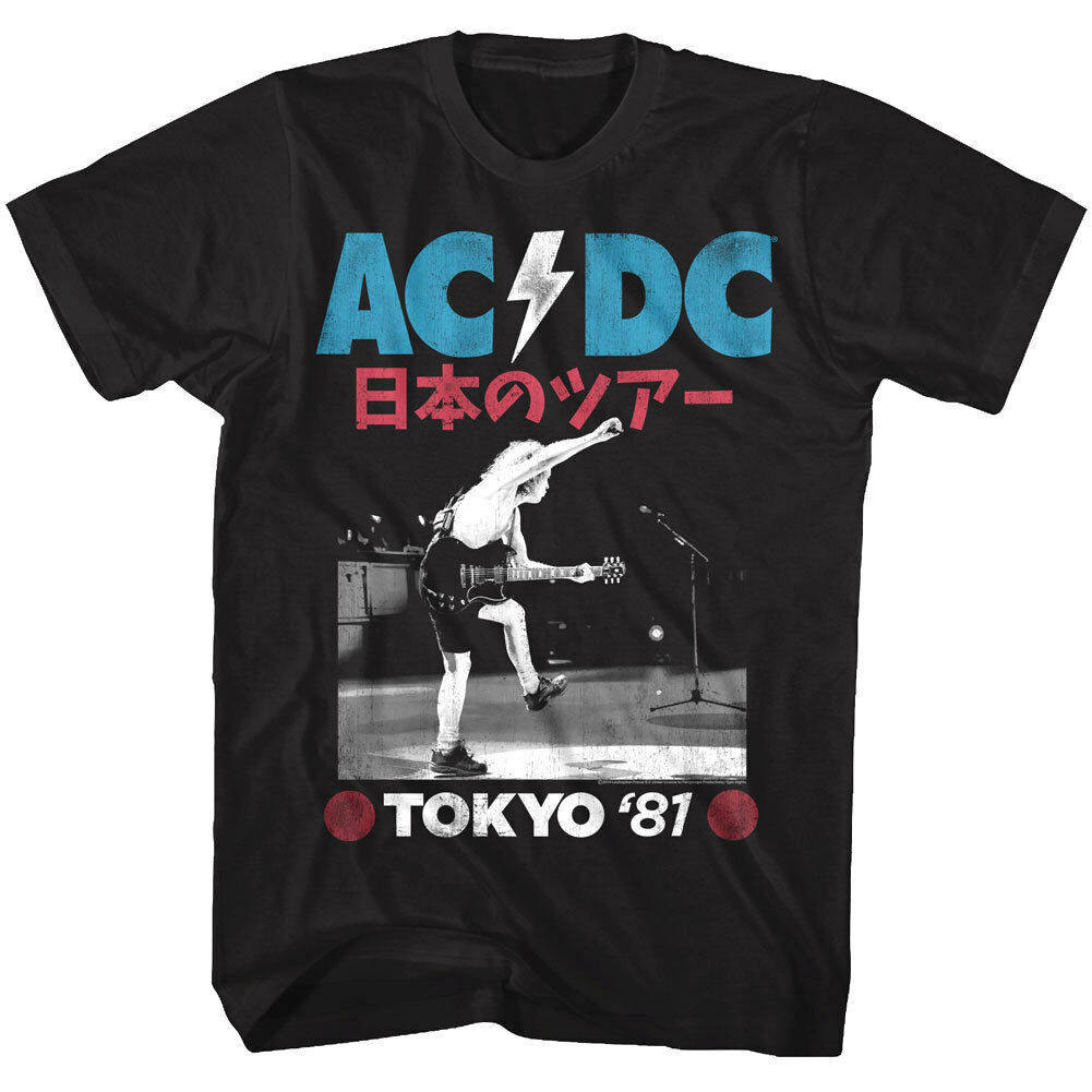 Music.Soul Camiseta Masculina ACDC 1981 Tokyo Concerto Metal Punk Algodão T Shirt Confortável Estilosa Retrô Casual em Oferta na Shopee