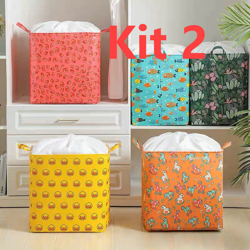 Kit 2 Cor Aleatorio Cesto Extra Grande Para Armazenar Roupas e Colchas  / ANA