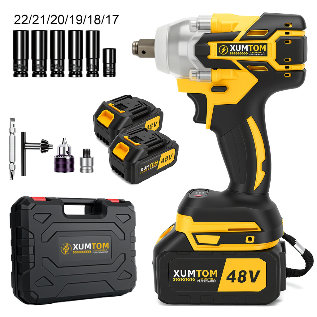 Chave de Impacto 48V Eletrica 350NM Parafusadeira Furadeira  Brushless 48V 2 Baterias kit ferramentas completo