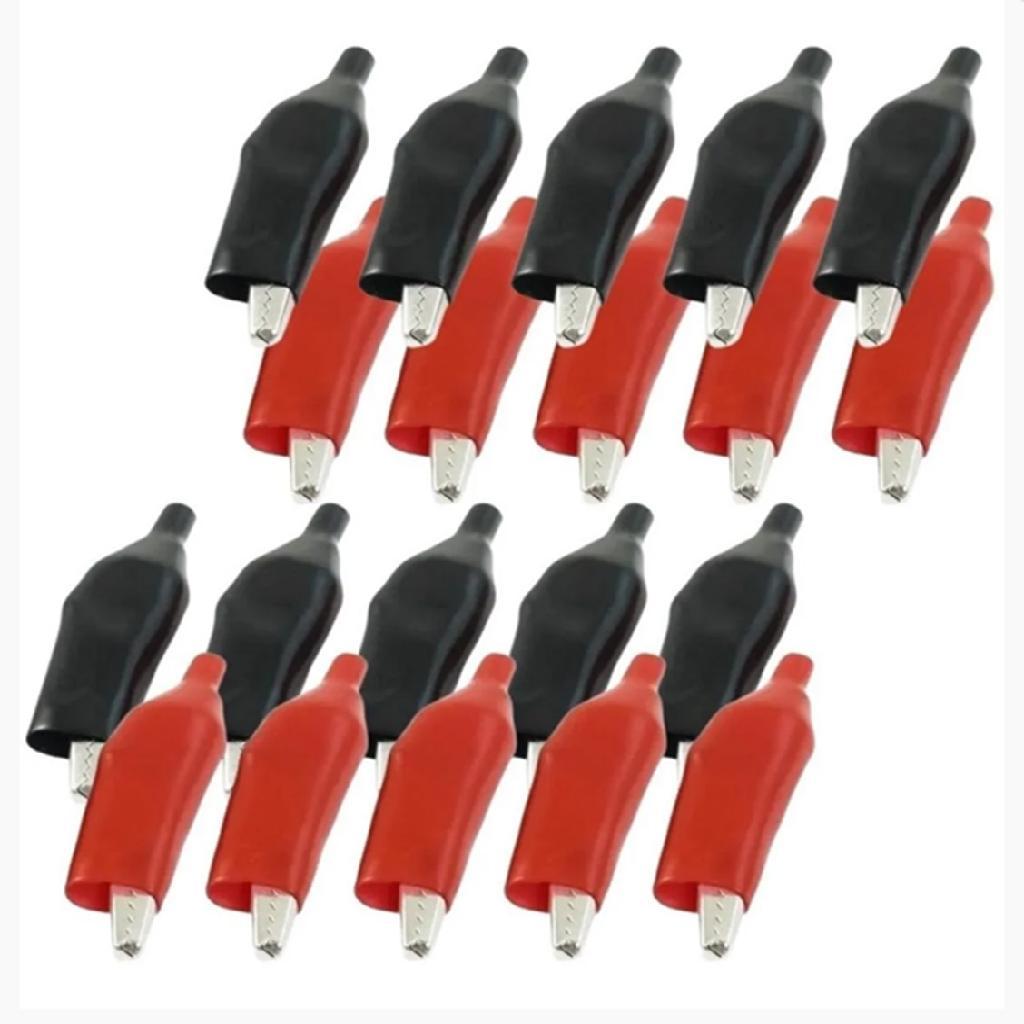 Garra Jacaré Isolada Média 34mm Preto/Vermelho  Kit 50 Pares