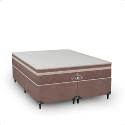 Cama Box Casal Bipartido + Colchão Paris Molas Ensacadas - Suede Marrom - e-Shop Casa