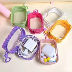 Bolsa Chaveiro Transparente Colorido – Organizador de Acessórios