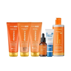 Skin Care Kit Clareador do Rosto Vitamina C Anti Idade Completo Protetor Solar Ajuda Melasma Acne